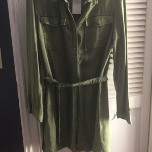 Military-style tie-waist shirt dress.